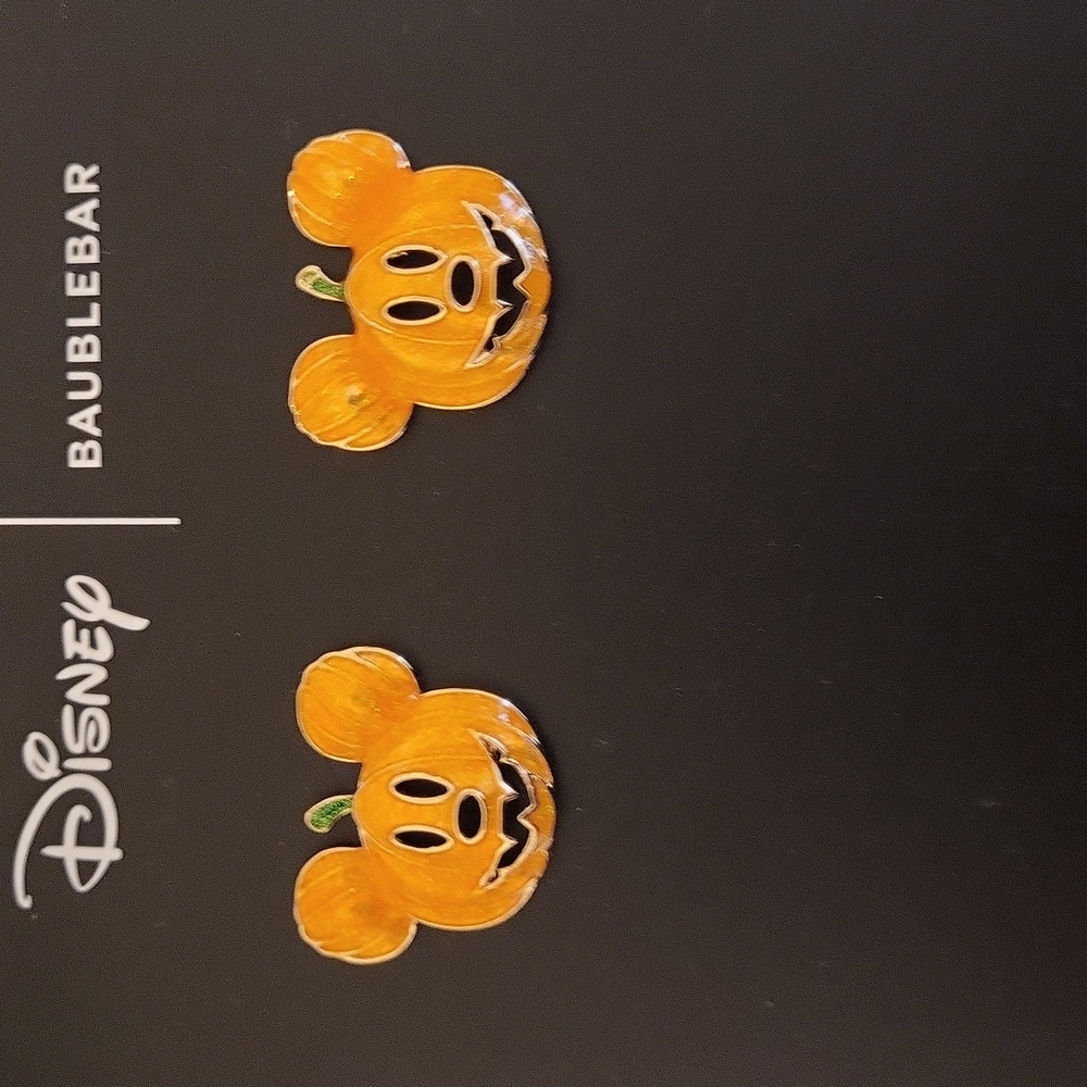 BaubleBar Disney Orange Mickey Pumpkin Stud Earrings
